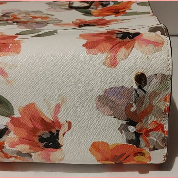 Love & Lore Crossbody Purse Large Handbag/Satchel Tote White with Roses - Picture 8 of 10